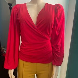 Elegant Red Wrap Top